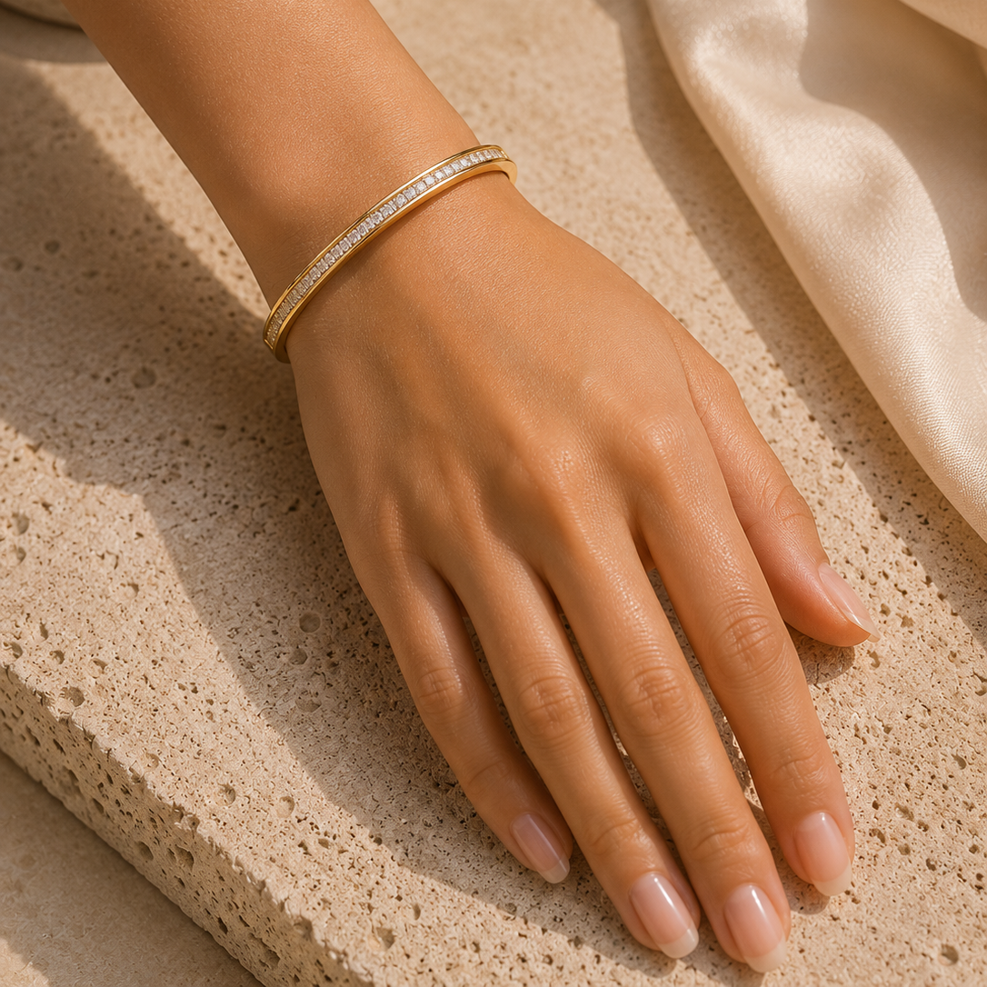Gold Aurora Crystal Open Bangle