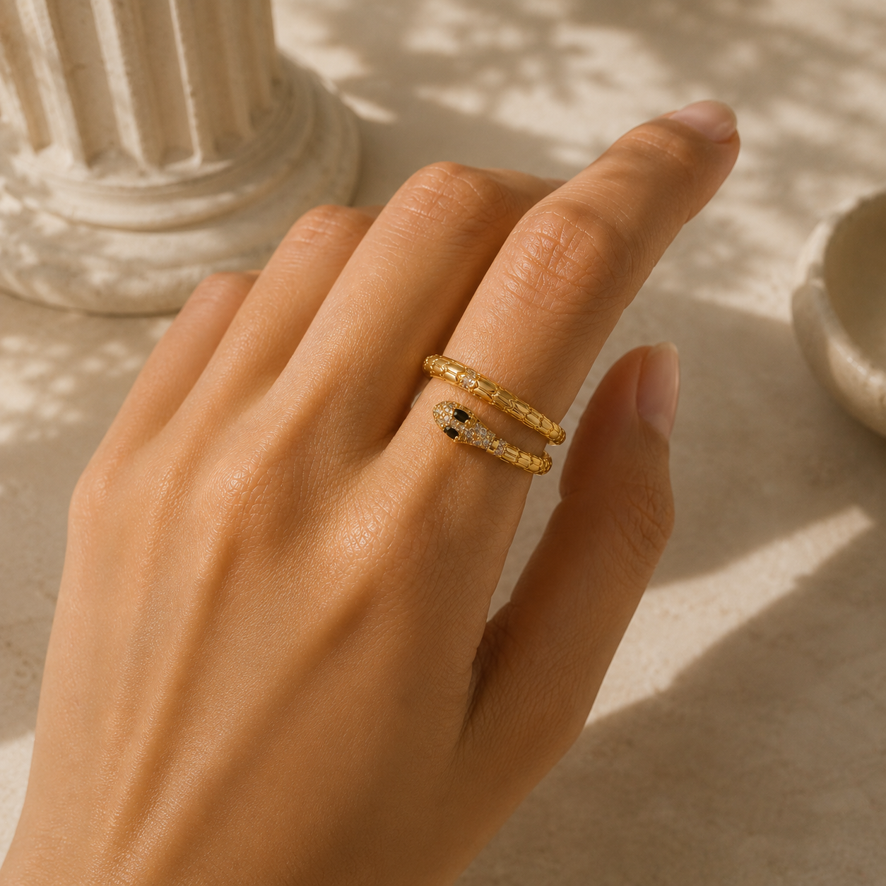 Gold Serpent Snake Adjustable Ring