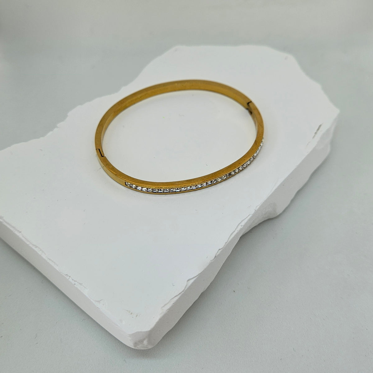 Crystal gold bangle bracelet photo
