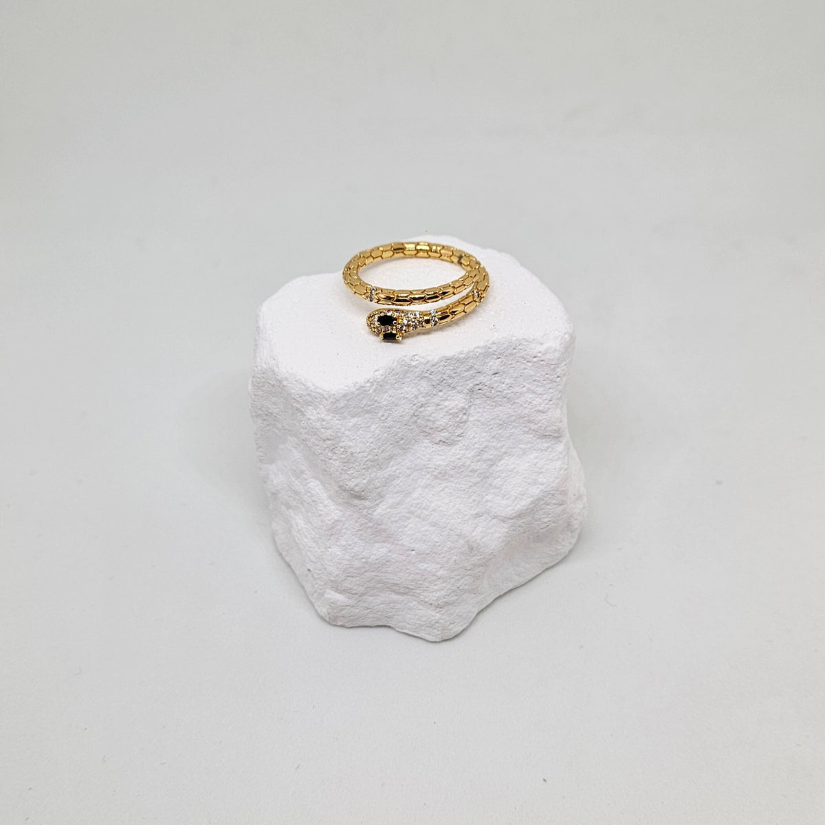 Gold snake adjustable ring photo