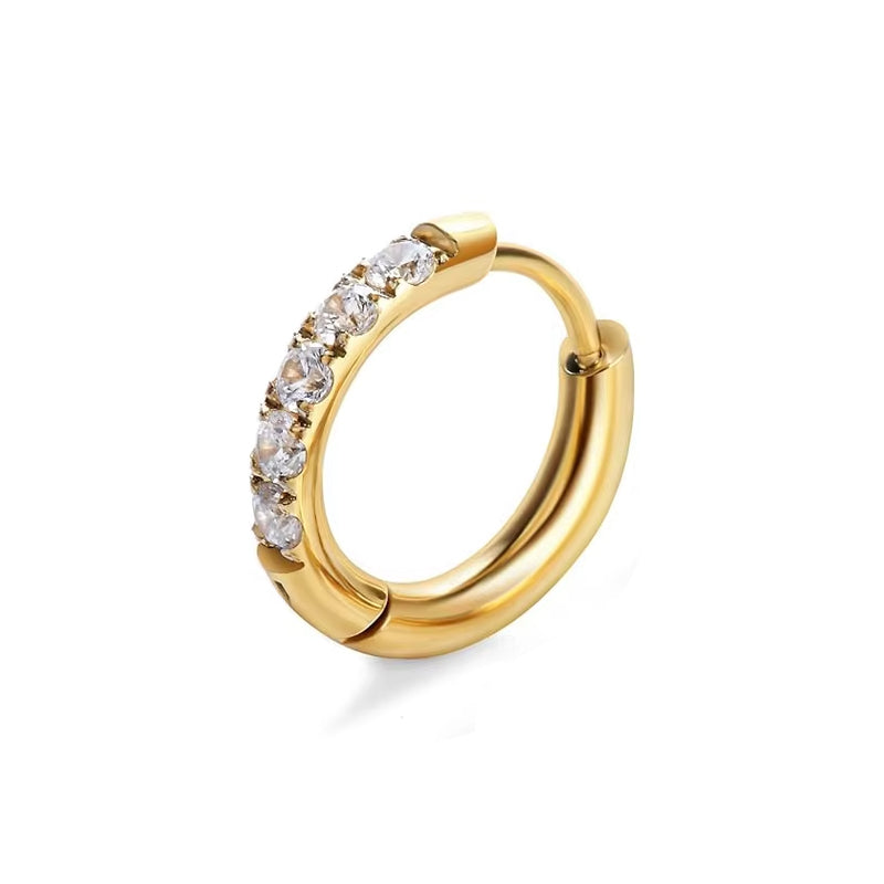 Gold-Tone Seamless Ring Earrings with Cubic Zirconia Accents