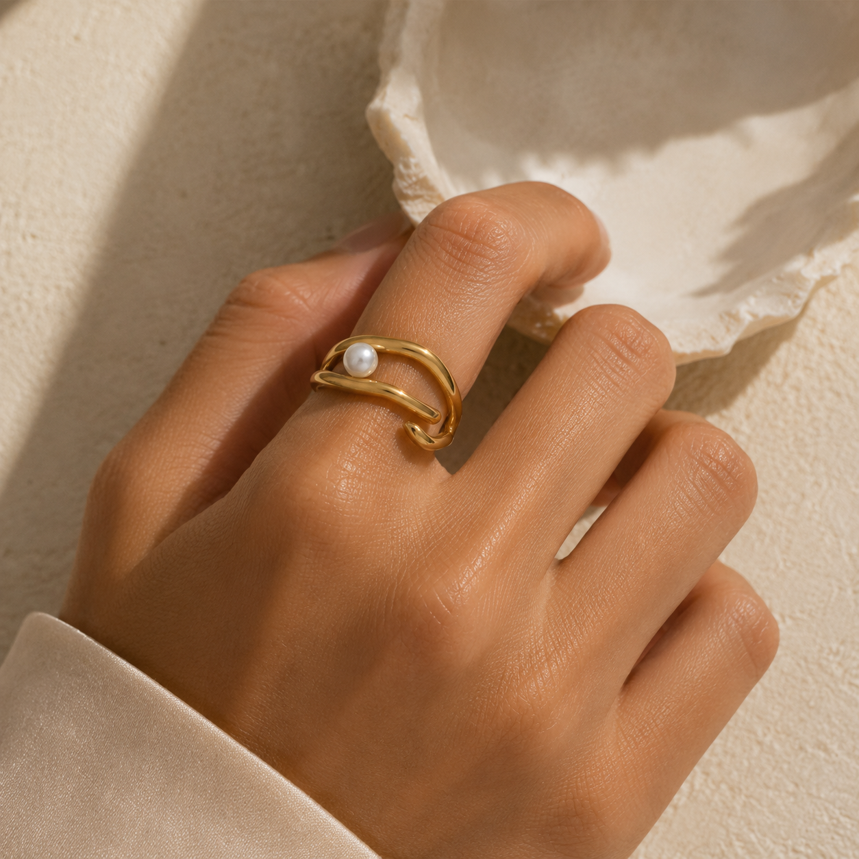 Pearl Wave Ring