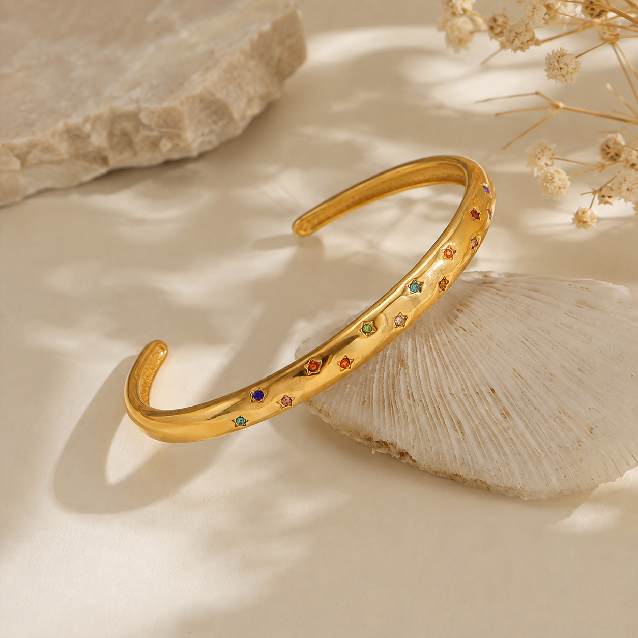 Gold/ Silver Starlight Crystal Open Bangle