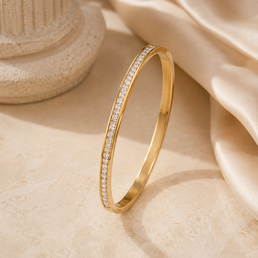 Gold Aurora Crystal Open Bangle