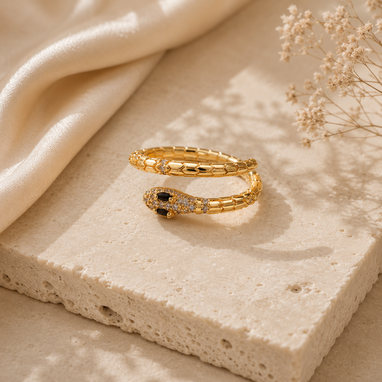 Gold Serpent Snake Adjustable Ring