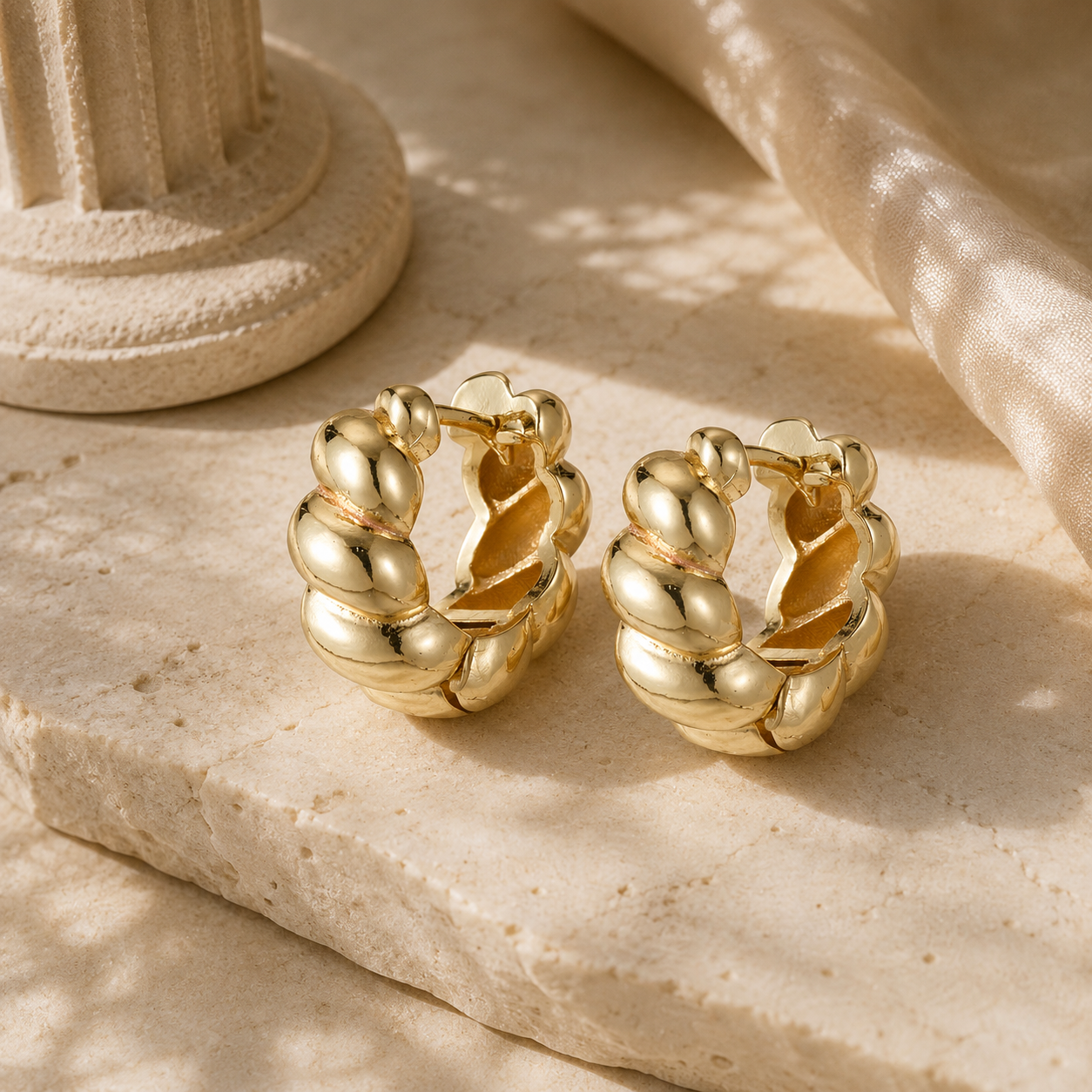 Gold Muse Statement Hoops
