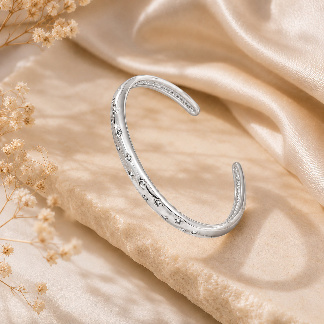 Gold/ Silver Starlight Crystal Open Bangle