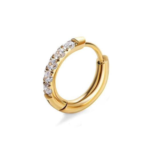 Gold-Tone Seamless Ring Earrings with Cubic Zirconia Accents